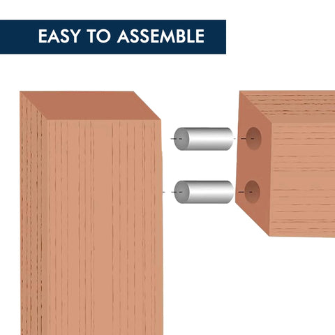Illustration of 3/8 X 4 Inch Dowel Pin Alloy Steel Thru Hardened for real world use, showing easy assembly for wood joint alignment.