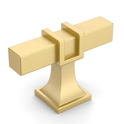 10 Pack Brushed Gold Cabinet Knobs 1.46 Inch 37mm Single Hole Rectangle Drawer Pulls for Cabinets Dressers Bathrooms Easy To Install with 120 Days After Sales Guarantee ZH0067