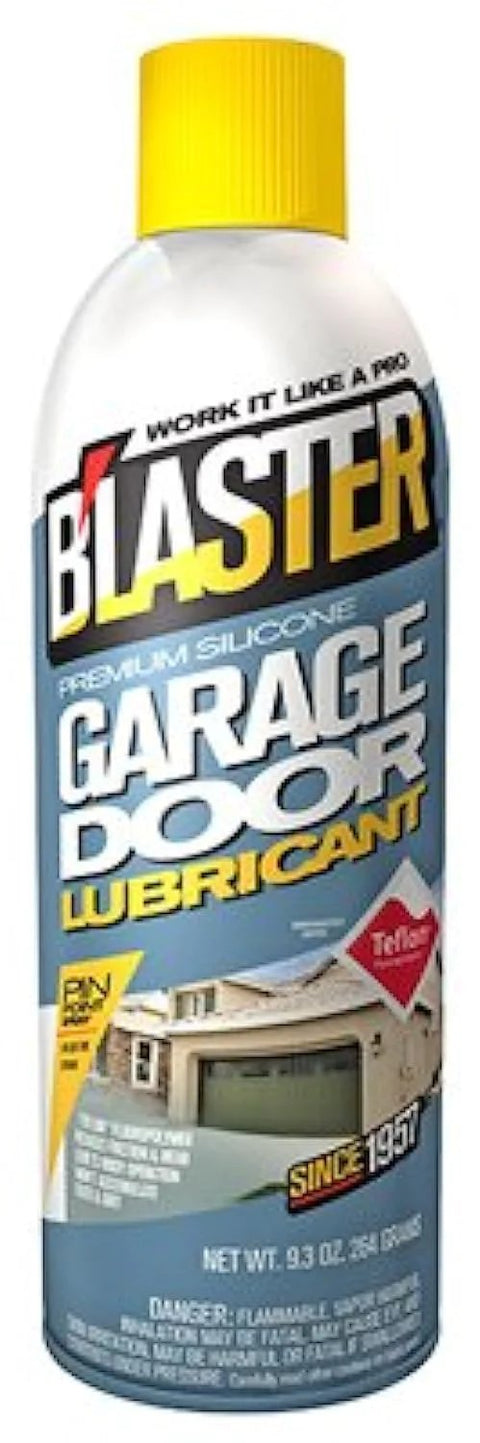 Blaster garage door lubricant spray, premium silicone, 9.3 oz, yellow cap