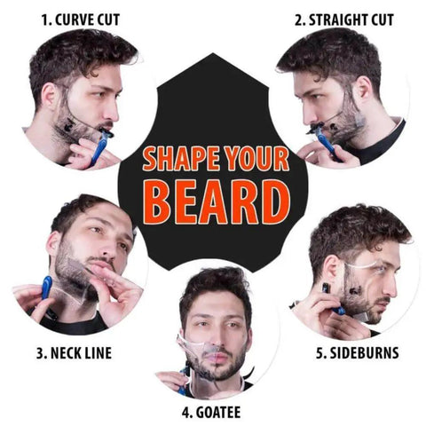 Beard Shaping Tool With Comb For Perfect Lineup And Edging For Mens Jaw Cheek And Neck Lines With Symmetric Curve And Step Cut Guides Works With Any Beard Razor Trimmer Or Clippers Clear Pack demonstrated in use