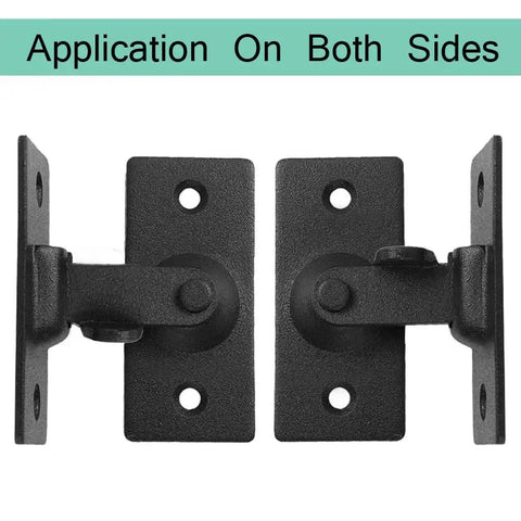 90 Degree Latch Door Bolt For Sliding Doors And Cabinet Doors Premium Stainless Steel Lock Buckle shown in side view application on both sides.