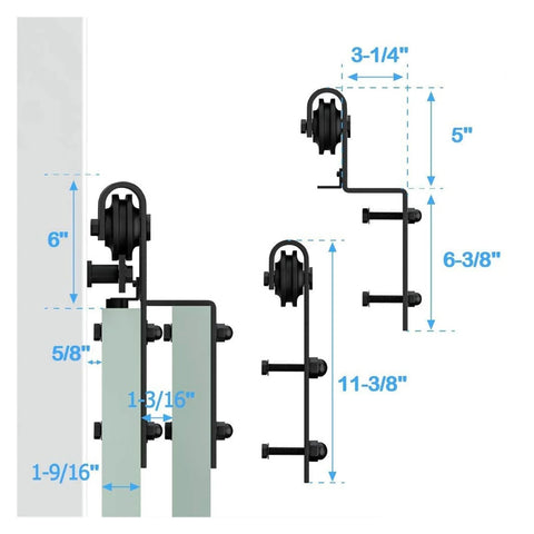 Bypass Barn Door Sliding Track Kit For Double Doors 4 To 16 Feet J Shaped Hanging Rails System Matte Black Steel Hardware
