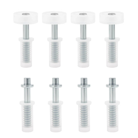 8-Piece Bi-Fold Door Hardware Kit with Top Roller Guide and Top Pivot, visible durable nylon and stainless steel components.