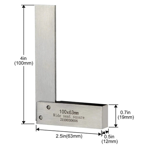 Pro Grade Machinist Square For Engineers And Workshop Pros With Precision 90 Degree Right Angle Hardened Ground Steel Wide Seat displayed.