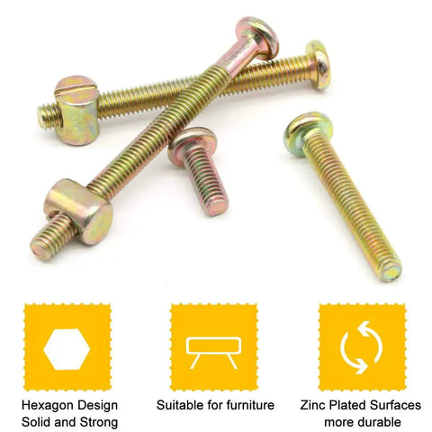 54 Piece Crib Screws And Nuts Kit With Hex Socket Cap Screws, Barrel Nuts, And Wooden Dowels Including M6 Fasteners shown