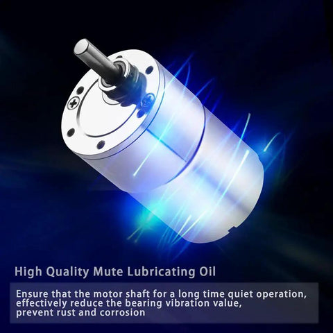 Beefy 12V DC Gear Motor With High Torque And Micro Speed Reduction Eccentric Output Shaft 37mm Gearbox on black background