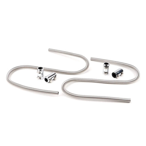 iRKY 44in stainless steel flexible heater hose kit with 2 hoses and 4 chrome caps for universal 5/8" and 3/4" necks.