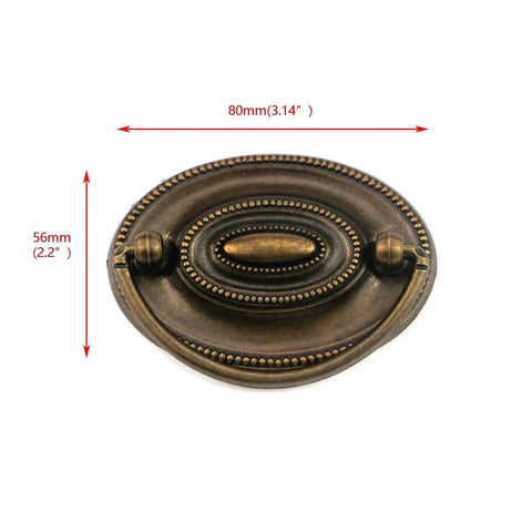4 Pcs Antique Brass Bail Drawer Pulls Oval Drop Swing Handles For Dresser And Cabinet, Zinc Alloy Hardware with 2.32 Inch Hole Distance