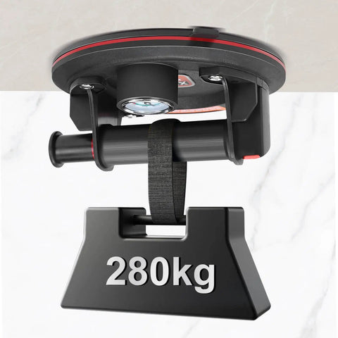 8 Inch Glass Suction Cups Set For Lifting Large Glass Up To 617 Pounds With Beefy Vacuum Lifter and pressure gauge close-up