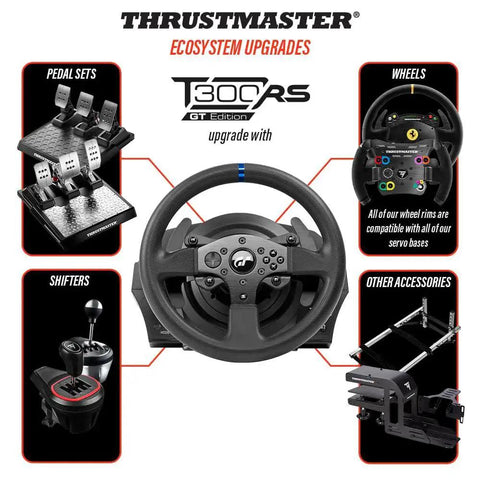 Thrustmaster T300RS GT steering wheel with pedals and shifter, black base, PS5/PS4/PC compatible