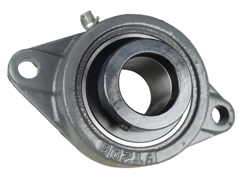 1-1/2 In Two Bolt Flange Bearing With Lock Collar Cam Lock Eccentric Inner Ring Cast Iron Housing Grease Zerk Shaft