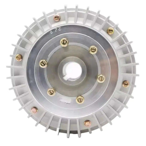 Shell Hollow Shaft Magnetic Powder Brake With Tension Controller 24V, front view of hole type electromagnetic brake system for machines