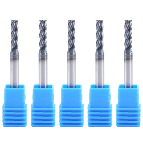 5/32 Inch Carbide End Mill Set With AlTiN Coating For Alloy And Hardened Steels, 4 Flute Micro Grain Bits, side view