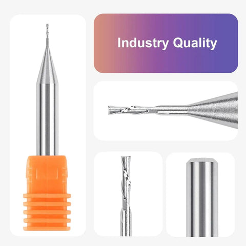 Downcut 1/32 Inch Router Bit With 1/4 Inch Shank Carbide End Mill For CNC Woodworking Inlays Slots Grooves Engraving