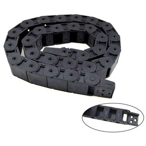1 Meter Black Plastic Cable Drag Chain With R38 Bend Radius And 18x50mm Inner Size, Semi Enclosed One Side Open Wire Carrier for CNC Machines