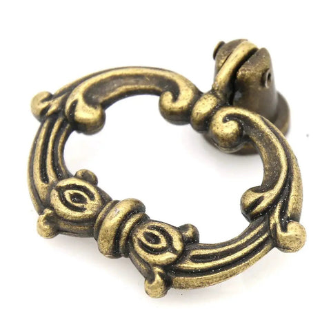 6 Sets Distressed Antique Brass Vintage Cabinet Pulls With Drop Ring Handles For Dresser Drawers And Cupboards 1.9 In By 1.8 In