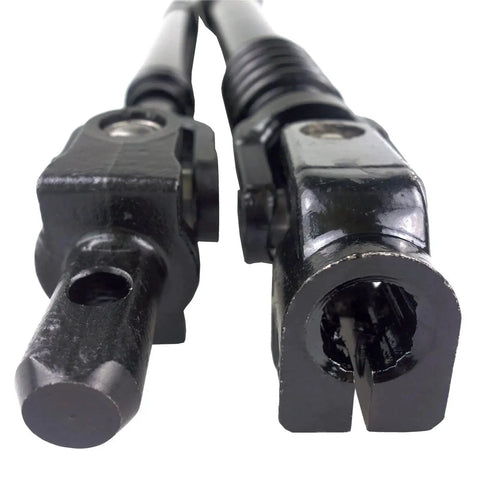 Close-up of upper and lower steering shaft with bearing for Chevy Silverado Suburban Yukon, metal construction, black finish.