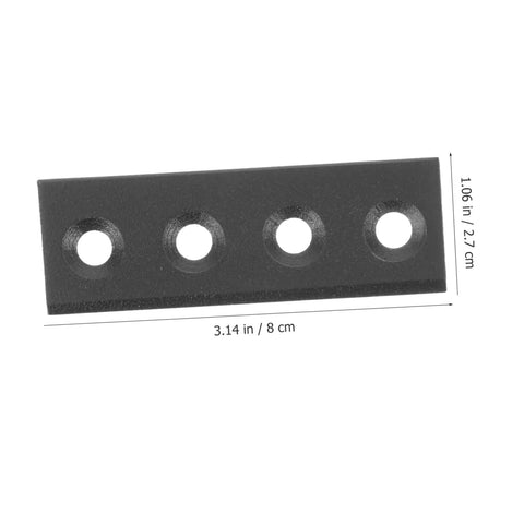 Sliding Barn Door Hardware Track Connector Kit With Metal Joint Plate In Black Finish. Image shows a rectangular metal joint plate with holes.