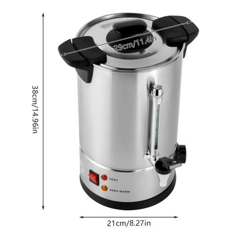 Commercial 40 Cup Coffee Urn In Stainless Steel With Automatic Temperature Control 1000W Fast Brewing For Office Parties And Buffets Large 6L Capacity Easy Pour Water Level Indicator