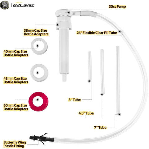 30cc Hand Oil Transfer Pump For Gallon Bottles Gear Oil And Transmission Fluid with adapters and tubes on display