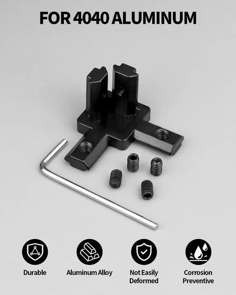 8Pcs 2020 Aluminum Extrusion 3 Way End Corner Bracket Connectors with screws and wrench for 4040 aluminum