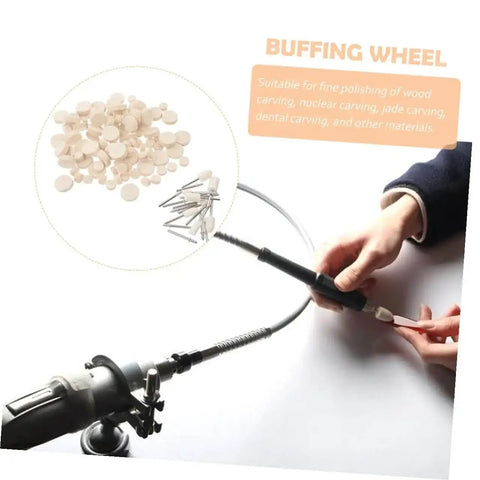 120Pcs Wool Felt Polishing Wheels Set With Shank For Rotary Polisher in use for detailed polishing work on small object