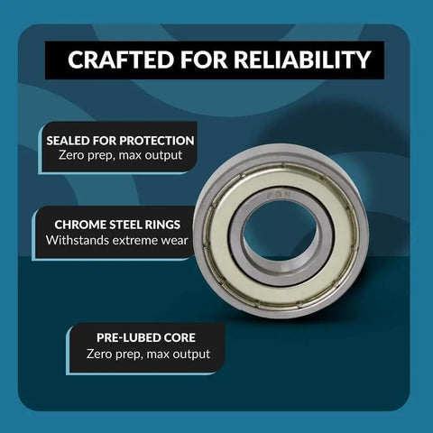 Image of 2-Pack Sealed Ball Bearing 6001-ZZ with chrome steel rings and pre-lubed core for high RPM support, crafted for reliability.