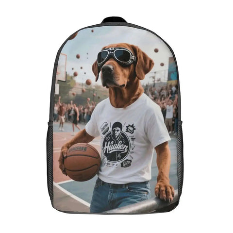 Cool Dog With Sunglasses Backpack For Men And Women Durable 600D Polyester Bookbag Lightweight 17 Inch Laptop Daypack