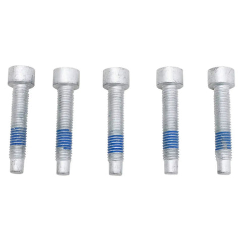 Five silver bolts with blue threadlock visible, part of 2 Piece Front Wheel Bearing And Hub Assembly Set With ABS Sensor For 2015 Through 2019 Transit 150 250 350 And 350 HD Driver Side And Passenger Side Direct Fit Replacement For Easy Install And Ready To Roll Reliability