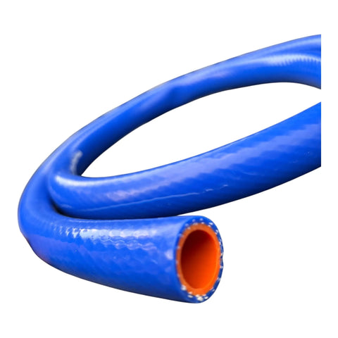 1-inch silicone heater hose, blue exterior with orange inner lining, flexible 5ft roll for automotive/industrial use
