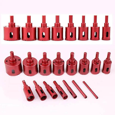 Set of red 16mm Diamond Drill Bit Brazed Core Hole Saw for Tile Glass Marble Ceramic Porcelain Granite and Rock
