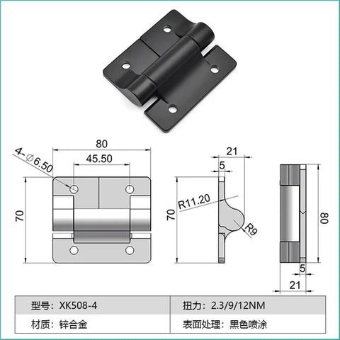 Constant Torque Position Control Hinge With Friction Adjustable Mechanism For Cabinet Doors No-Fuss Smooth Closing And Quiet Operation 9Nm XK508-4-9NM Model Heavy Duty Durable Design 1 Piece, detailed measurements and features