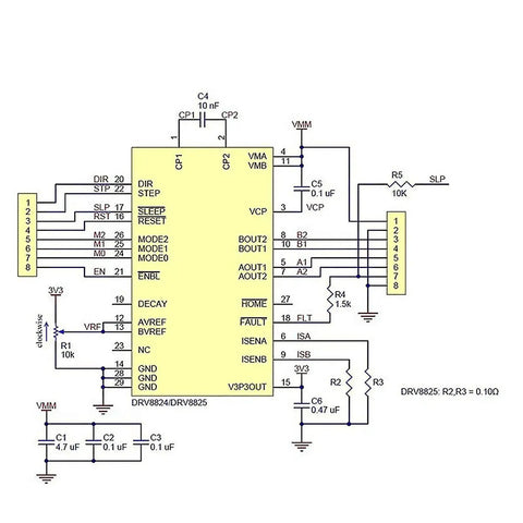 Schematic diagram of Hands On CNC Shield Expansion Board V3.0 With Four DRV8825 Stepper Driver Modules for engravers and 3D printers.
