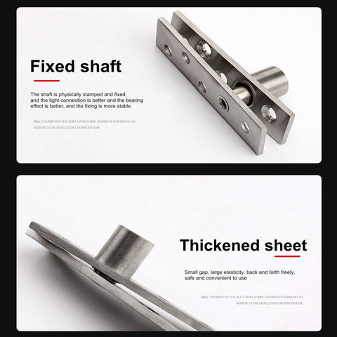 2 Pack 270 Degree Hidden Door Pivot Hinge Set For Concealed Bookcase Secret Doors In Stainless Steel close-up view
