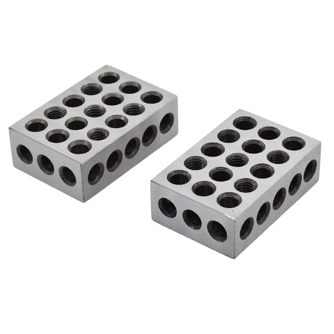 Parallel Block Set 1 X 2 X 3 With 23 Holes And 0.0003 Inch Machinist Tolerance For Milling Machines Hardened Steel Case Hardened To HRC 57 62
