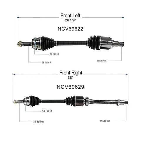 Front CV Axle Shaft Assembly For Toyota Camry 2007 2008 2009 2.4L L4 Automatic Transmission Direct Fit Front Left Right