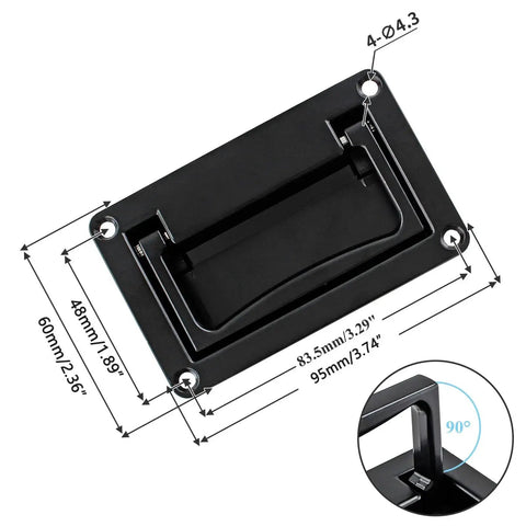 Concealed Recessed Pull Handle In Black Zinc Alloy Flush Mount Hidden Door Hardware For Cabinets Closets And Drawers 95mm By 60mm