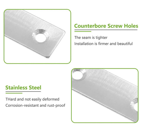 Close-up of stainless steel T-shaped mending plate with counterbore screw holes, part of 12 Piece T Shaped Mending Plates 3.1 By 3.1 Inch set