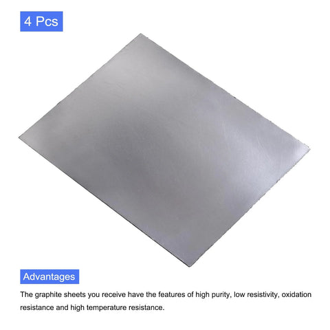 PATIKIL graphite gasket sheet, flexible graphite foil 250x200x1mm, pack of 4, silver-gray