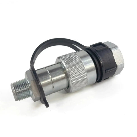 3/8 NPT High Pressure Hydraulic Quick Coupler Set With Ball Valve For 69 MPa 10,000 PSI, ISO 14540, side view