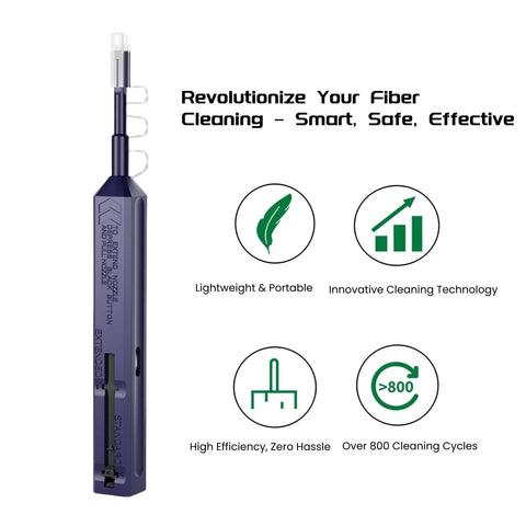 Mexture LC Fiber Cleaner Pen by Amazon, plastic 1.25mm LC fiber cleaner with dual-action connector and endface cleaning