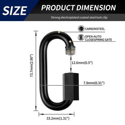 3 Inch Chain Quick Links Set Of 4 Marine Grade Stainless Steel Screw Chain Links with size and material details