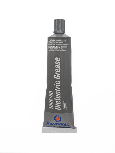 Permatex Dielectric Grease tube, 3 oz, gray squeeze tube with blue Permatex logo
