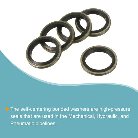 Heavy Duty Bonded Sealing Washer For M14 Bolts With Nitrile Rubber Gasket In 19.5x14x2mm Carbon Steel, Pack Of 5, displayed.