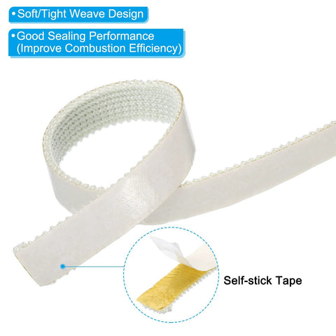 Wood stove gasket, fiberglass, flat white, self-adhesive seal rope, 3/4 x 1/8 x 73 in