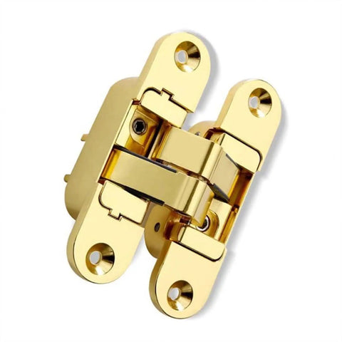 Three Dimensional Invisible Door Hinges For Wood Doors And Hidden Install, 180 Degree Swing, Easy Install 3D Hinges, Gold Finish View