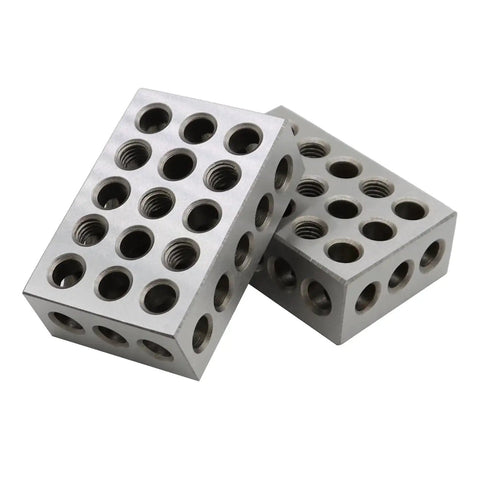 1-2-3 Inch Block Set With 23 Holes.0002 Inch Tolerance, Precision Ground And Case Hardened On All Sides, Shop-Ready Calibration Blocks