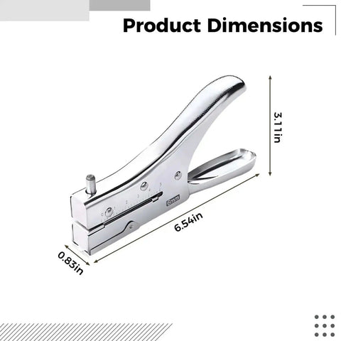 Handheld Metal Hole Puncher With 6mm Holes 10 Sheet Capacity 1.9 Inch Throat Rugged All Metal Punch Tool product dimensions