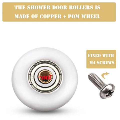 4 Pcs Shower Door Rollers Runners Wheels 19mm Replacement Part For Bathroom Glass Sliding Shower Doors Roller Wheel with M4 screw