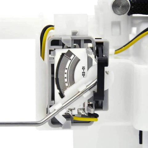 Close-up of Cadillac CTS STS Fuel Pump Module Assembly Fits 2004 Through 2007 2.8L 3.6L 4.6L 5.7L 6.0L Direct Fit Replacement With Sending Unit And Tank Seal SP6099M showing internal components.
